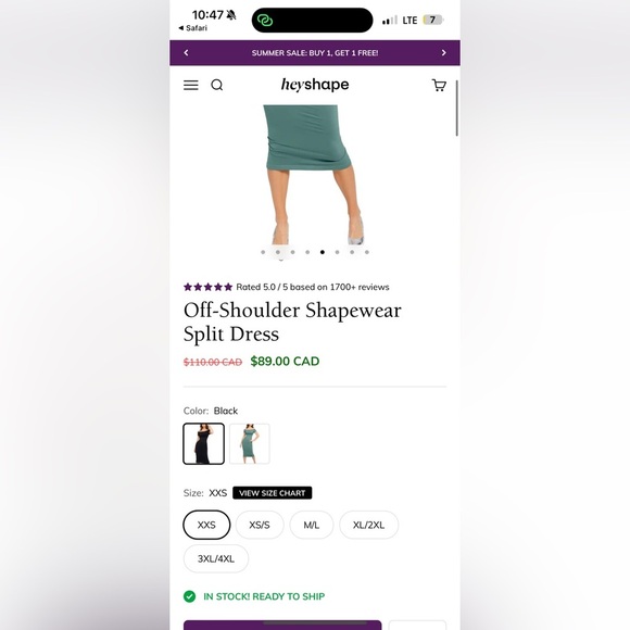 Heyshape Off-Shoulder Shapewear Split Dress NWOT​ - Picture 5 of 13